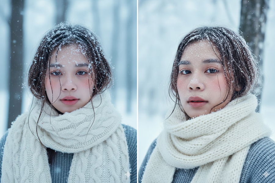 Tạo ảnh tâm trạng dưới tuyết trắng chuẩn concept Hàn Quốc bằng Gemini