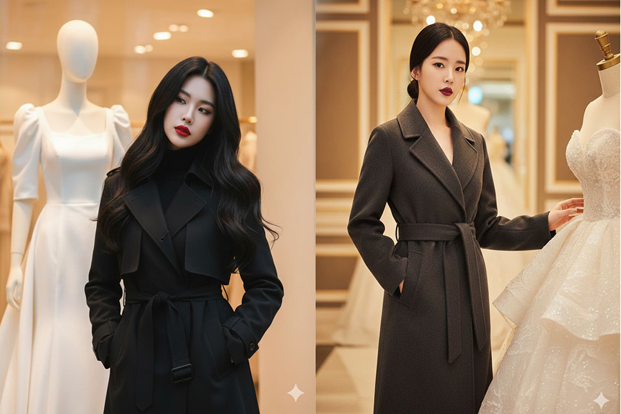 Trend Gemini AI: Tạo ảnh cô gái đứng trước váy cưới đẹp như studio