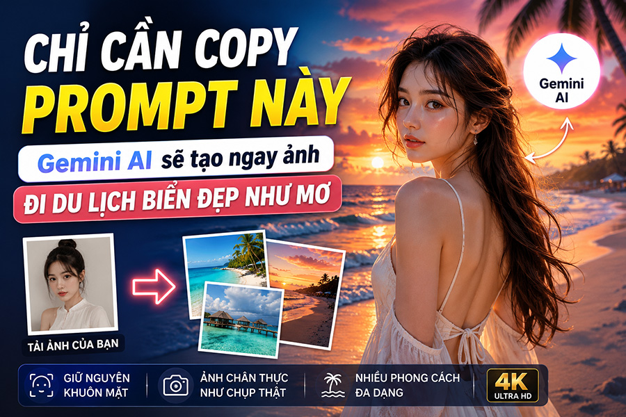 Chỉ Cần Copy Prompt Này, Gemini AI Sẽ Tạo Ngay Ảnh Đi Du Lịch Biển Đẹp Như Mơ