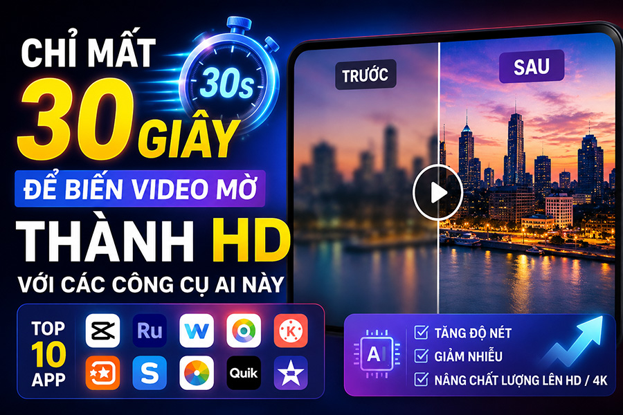 Chỉ Mất 30 Giây Để Biến Video Mờ Thành HD Với Các Công Cụ AI Này