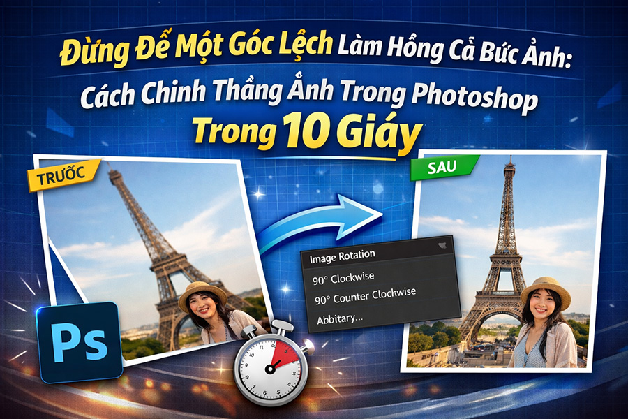 Đừng Để Một Góc Lệch Làm Hỏng Cả Bức Ảnh: Cách Chỉnh Thẳng Ảnh Trong Photoshop Trong 10 Giây