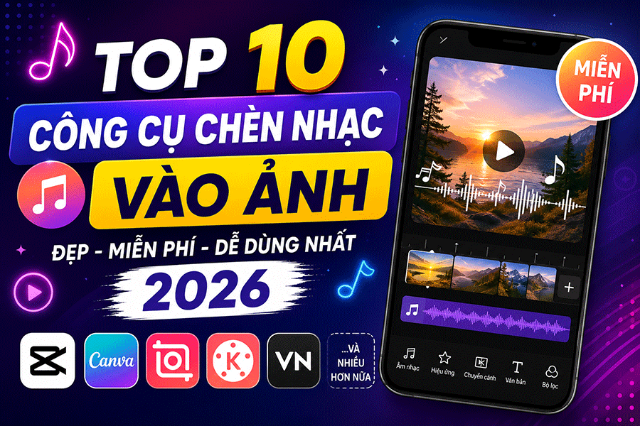 Top 10 Công Cụ Chèn Nhạc Vào Ảnh Đẹp, Miễn Phí Và Dễ Dùng Nhất 2026