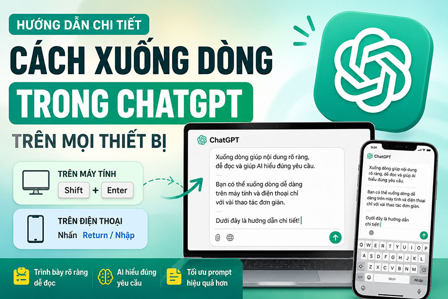 Hướng Dẫn Xuống Dòng Trong ChatGPT Trên Máy Tính Và Điện Thoại