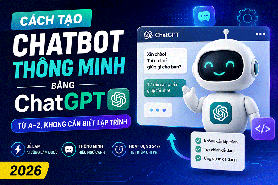 Cách Tạo Chatbot Thông Minh Bằng ChatGPT Từ A-Z, Không Cần Biết Lập Trình (2026)