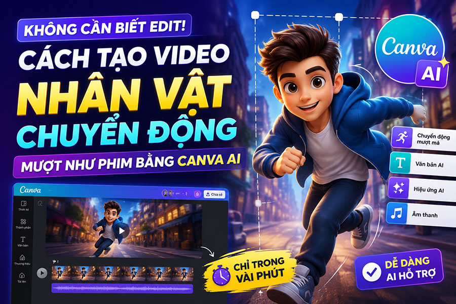 Không Cần Biết Edit! Cách Tạo Video Nhân Vật Chuyển Động Mượt Như Phim Bằng Canva AI