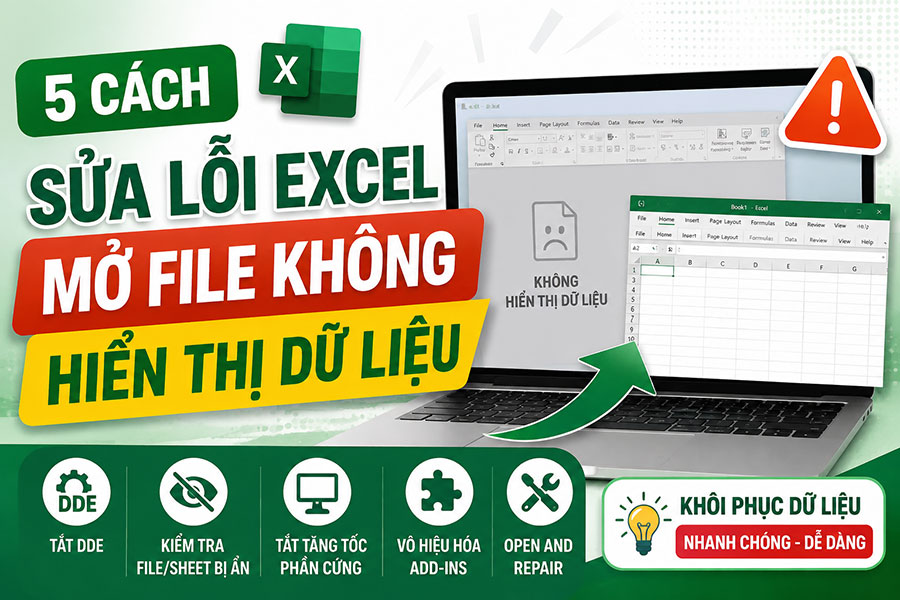 Excel Mở File Nhưng Không Hiển Thị Dữ Liệu? 5 Cách Khắc Phục Hiệu Quả Nhất