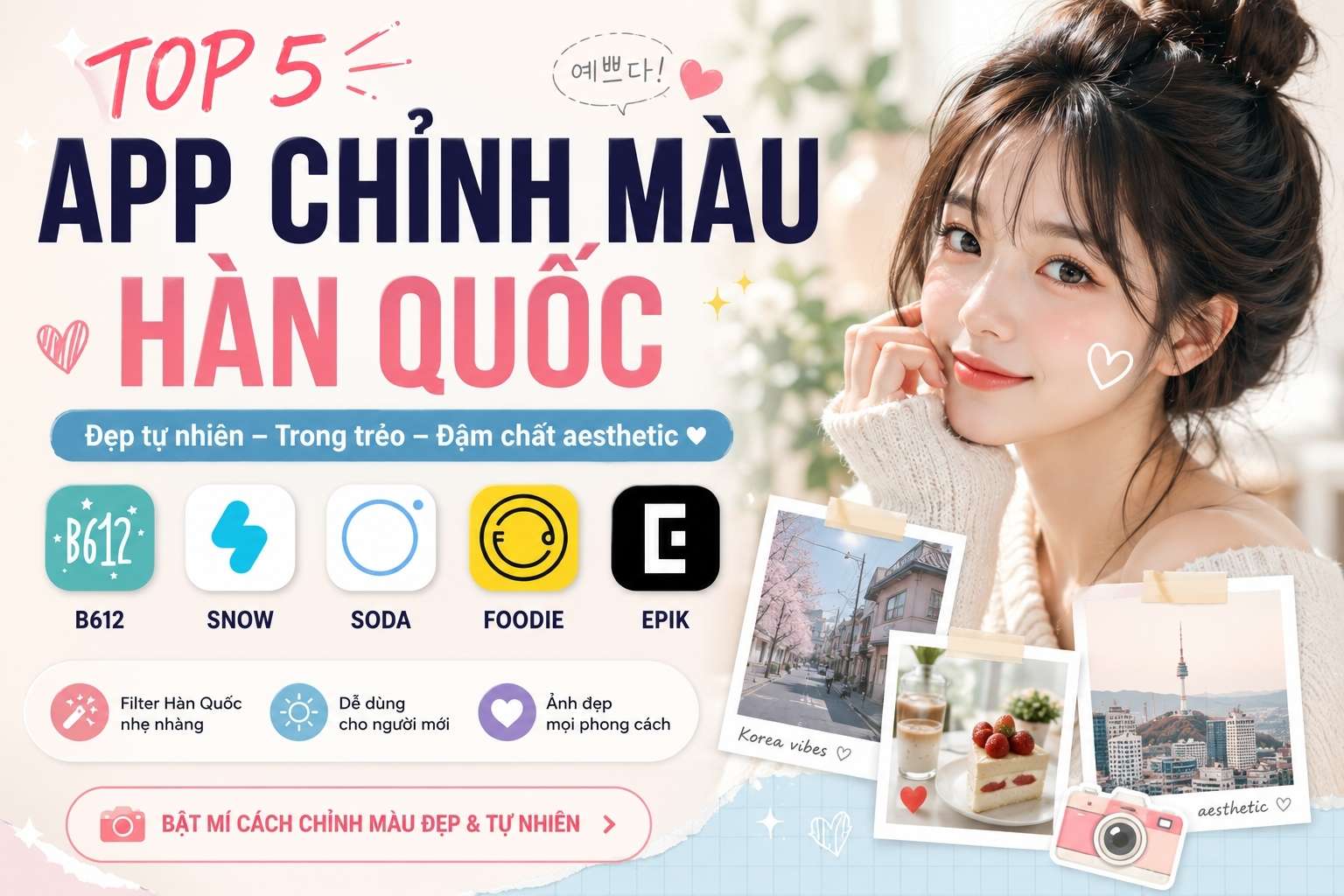 App Chỉnh Màu Hàn Quốc: Biến Ảnh Thường Thành Ảnh Đẹp Chuẩn Aesthetic