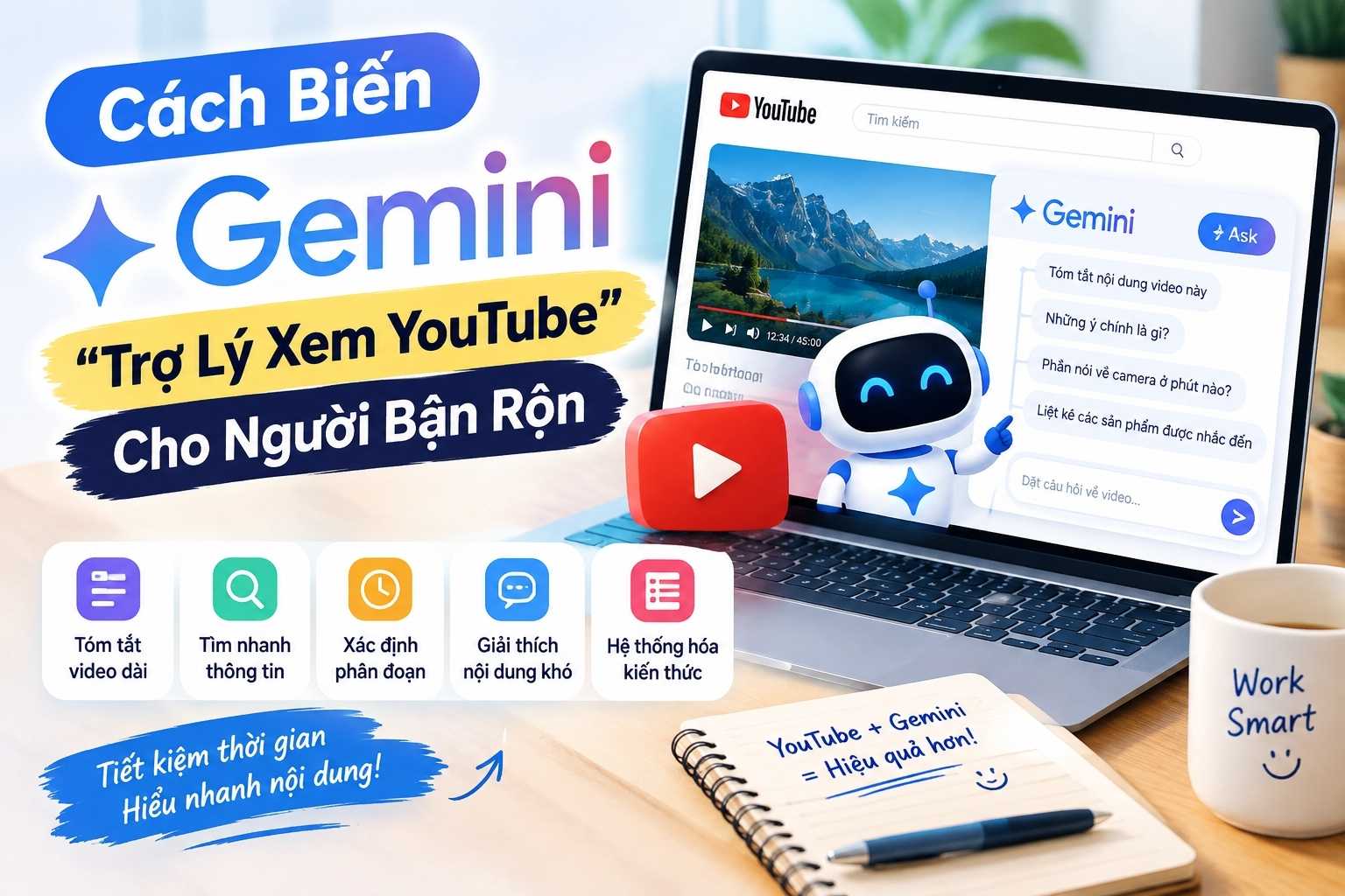 Cách Biến Gemini Thành “Trợ Lý Xem YouTube” Cho Người Bận Rộn