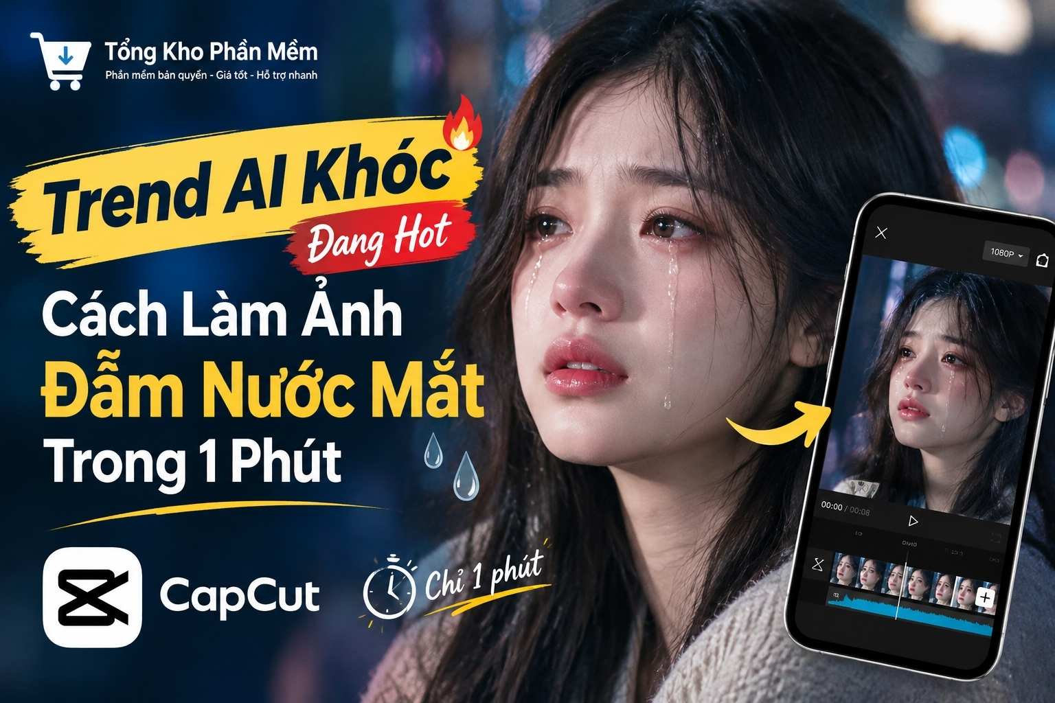 Trend AI Khóc Đang Hot: Cách Làm Ảnh Đẫm Nước Mắt Trong 1 Phút
