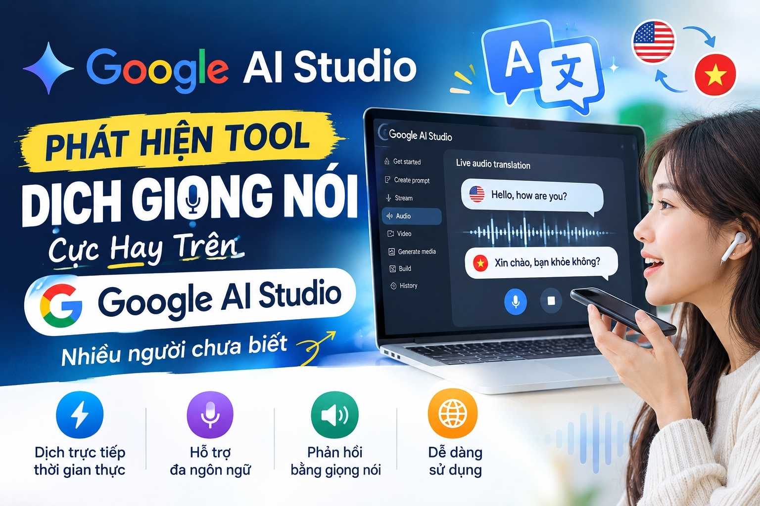 Phát Hiện Tool Dịch Giọng Nói Cực Hay Trên Google AI Studio, Nhiều Người Chưa Biết