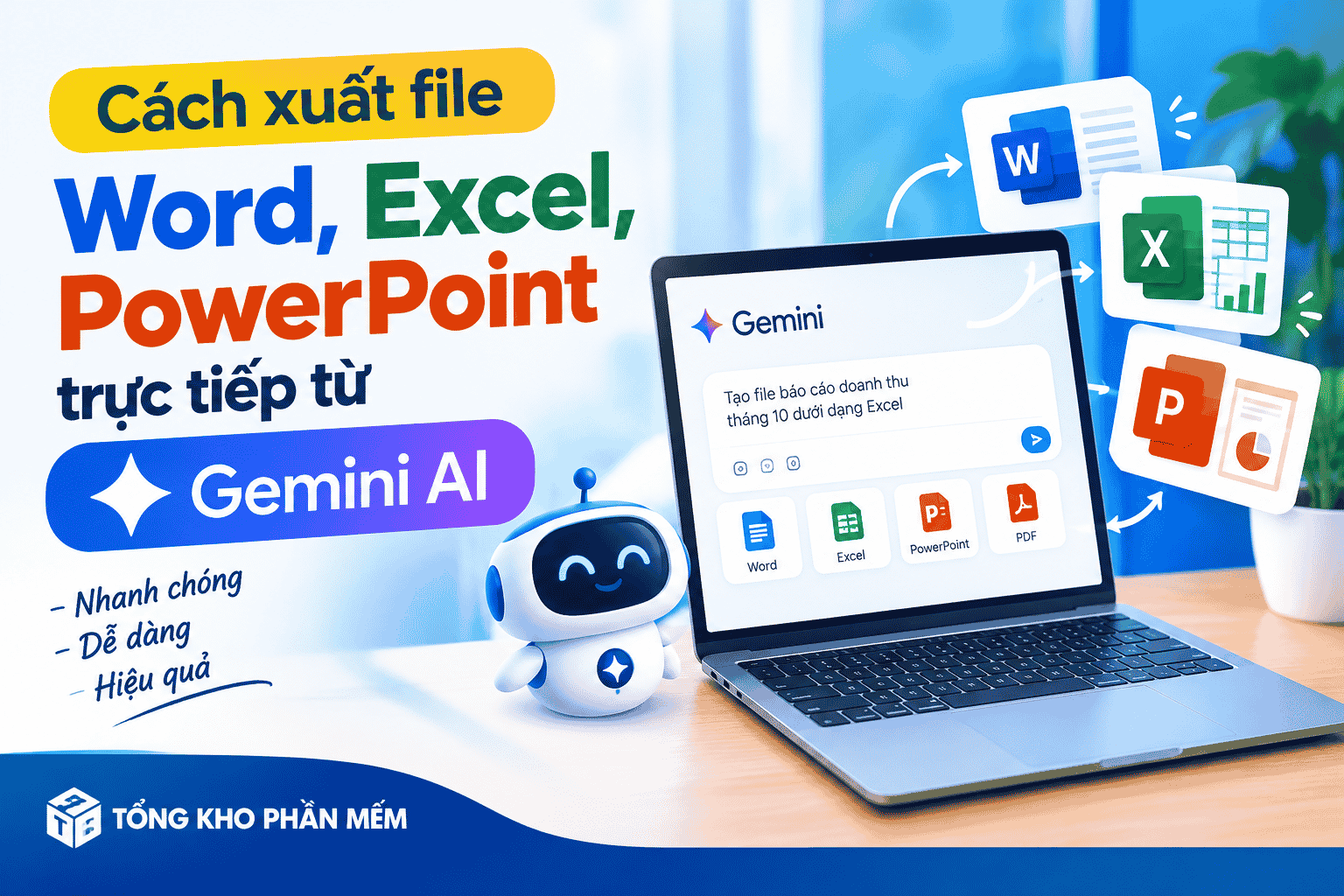 Cách xuất file Word, Excel, PowerPoint trực tiếp từ Gemini AI